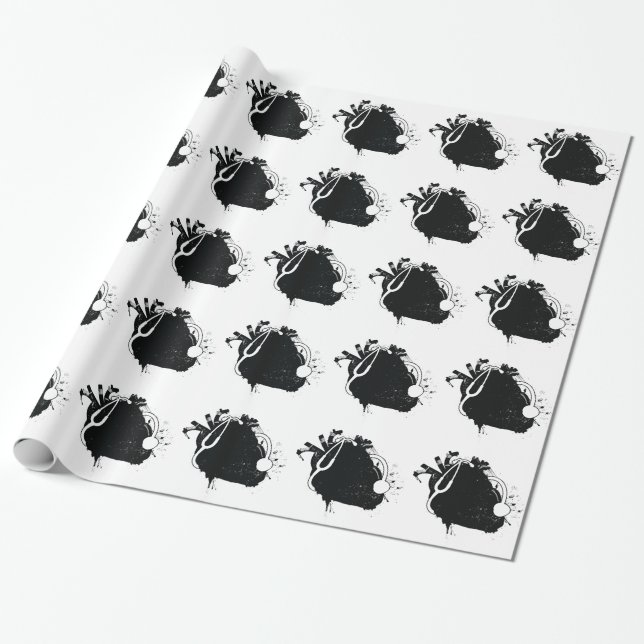 anatomical heart stethoscope wrapping paper (Unrolled)