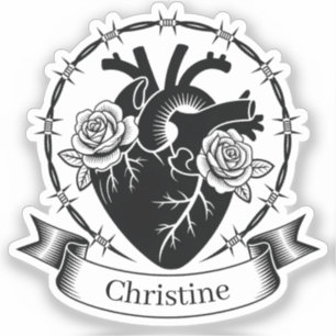 Anatomical Heart Tattoo: Black and White Design 