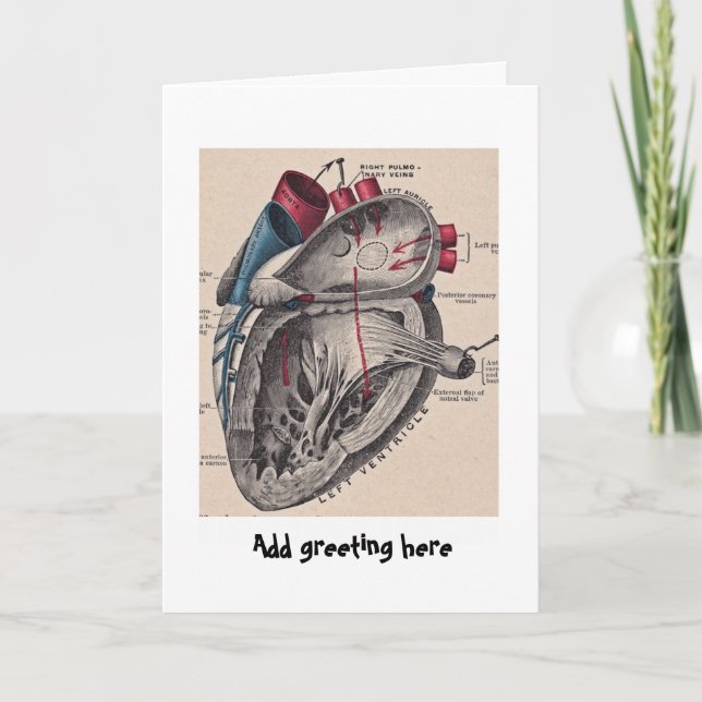 Anatomical Heart vintage diagram personalized Card (Front)