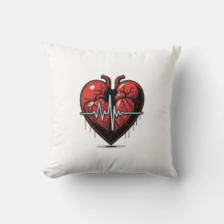 Anatomical Heart with Battle of Life Throw Pillow