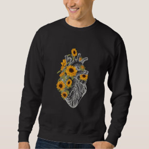 Anatomical Heart With Sunflower Flowers Heart Flow Sweatshirt