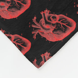 Anatomical Hearts Horror Red Black Cozy Blanket 