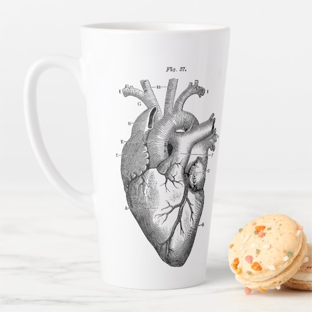 Anatomical Human Heart Vintage Art Cafe Latte Mug (In Situ)