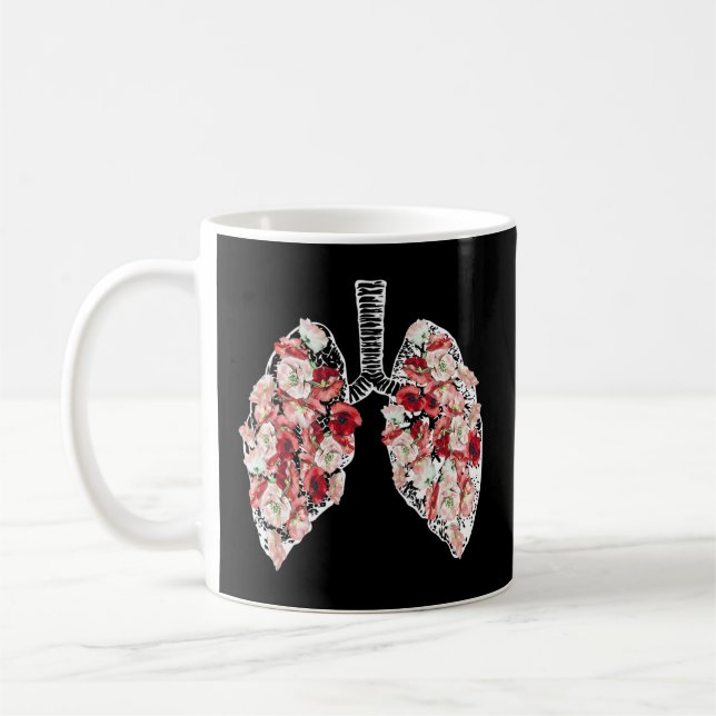 Anatomical Lungs And Flowers Coffee Mug (Left)