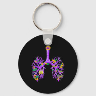 Anatomical Lungs Mardi Gras Respiratory Therapist Keychain
