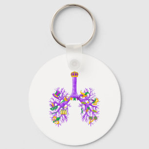 Anatomical Lungs Mardi Gras Respiratory Therapist Keychain