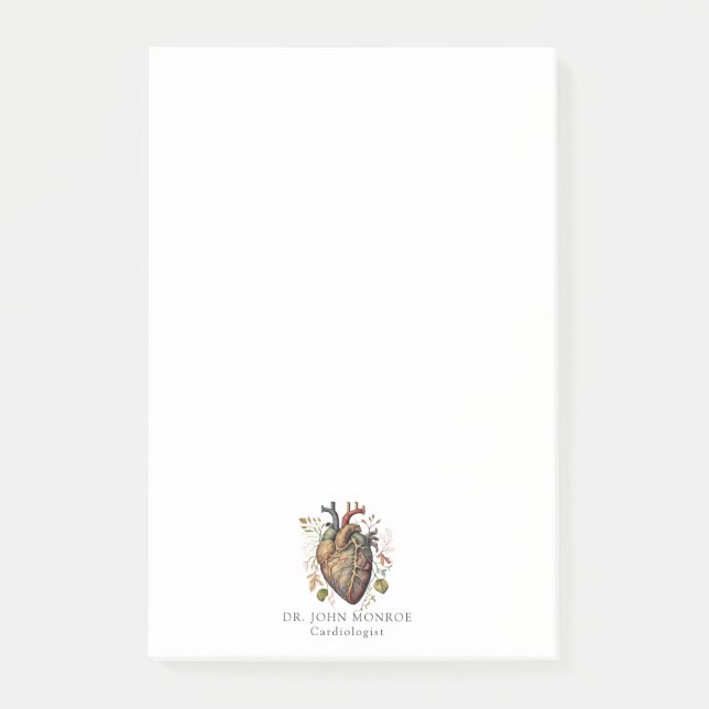 Anatomical Red Heart Illustration Medical Post-it Notes (Front)
