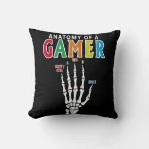 Anatomie D'Un Gamer Skeleton Main Funny Coussin