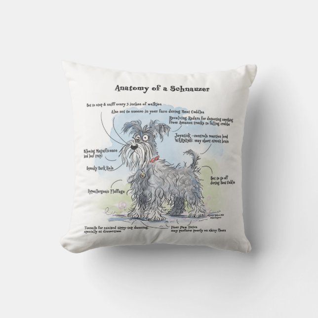 Anatomie d'un oreiller à lancer Schnauzer (Recto)