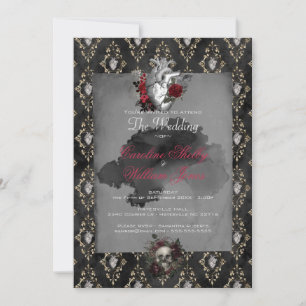 Anatomie gothique Coeur Rose noir Faire-part de ma