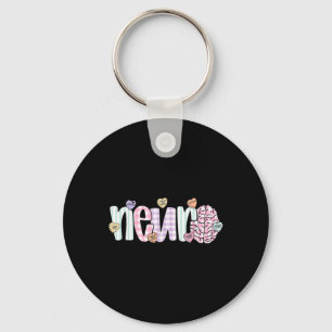 Anatomy Brain Neuro Nurse Valentine Day Neurology Keychain