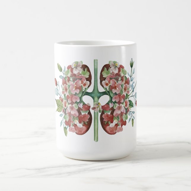 Anatomy floral Kidney illustration Coffee Mug (Center)