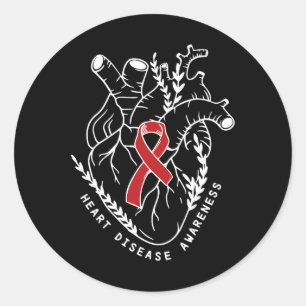Anatomy Heart Ribbon Chd Heart Disease Awareness M Classic Round Sticker