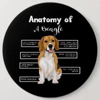 Anatomy Of A Beagle Funny Dog Lovers Gifts 6 Inch Round Button