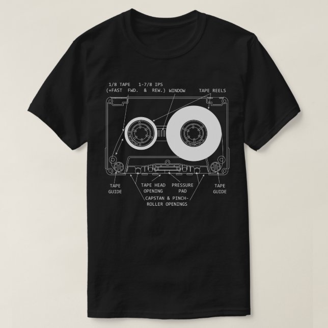 Anatomy of a Cassette Tape V2 T-Shirt (Design Front)