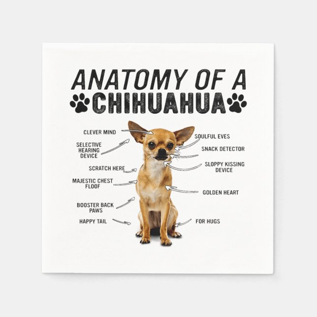anatomy of a chihuahua dog animals lover owner man napkin (Front)