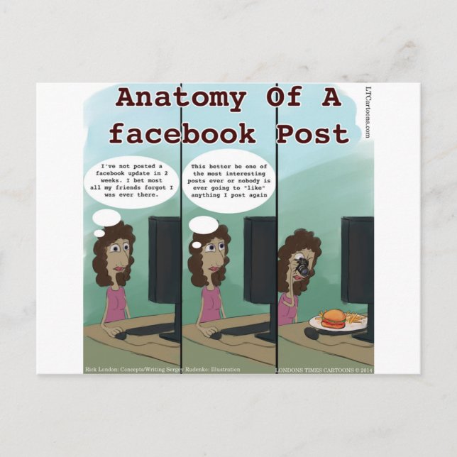 Anatomy Of A facebook Post Funny Postcard (Front)