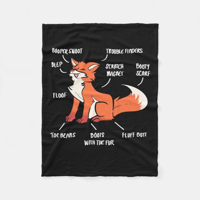 Anatomy Of A Fox Fleece Blanket (Front)
