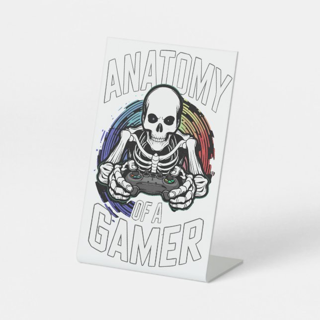 anatomy of a gamer pedestal sign (Front)