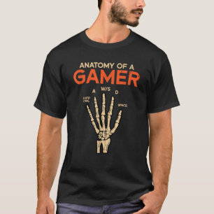 Anatomy Of A Gamer Skeleton Hand Funny Men Boys T-Shirt