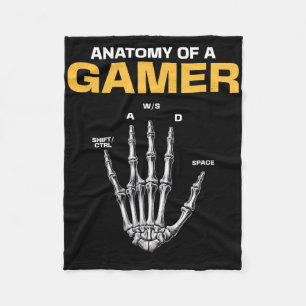Anatomy Of A Gamer Skeleton Hand Funny Video Gamer Fleece Blanket