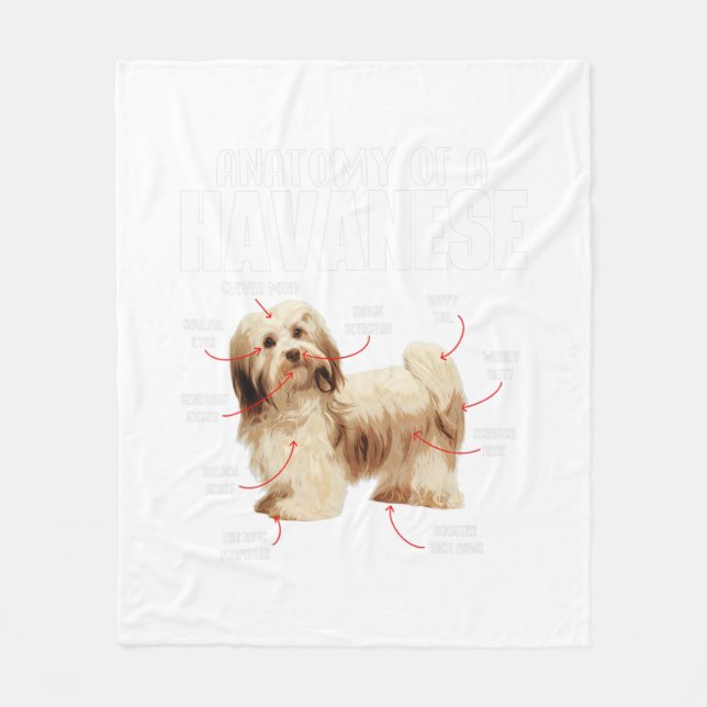 Anatomy Of A Havanese - Cuban Havaneser Havanezer  Fleece Blanket (Front)