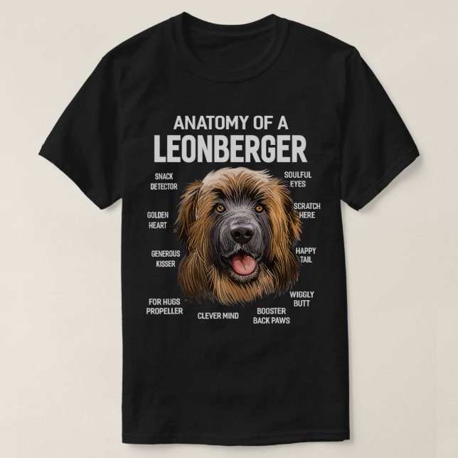 Anatomy of a Leonberger Dog Funny Gift  T-Shirt (Design Front)