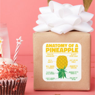 Anatomy Of A Pineapple Funny Pineapple Lovers Cool Square Sticker
