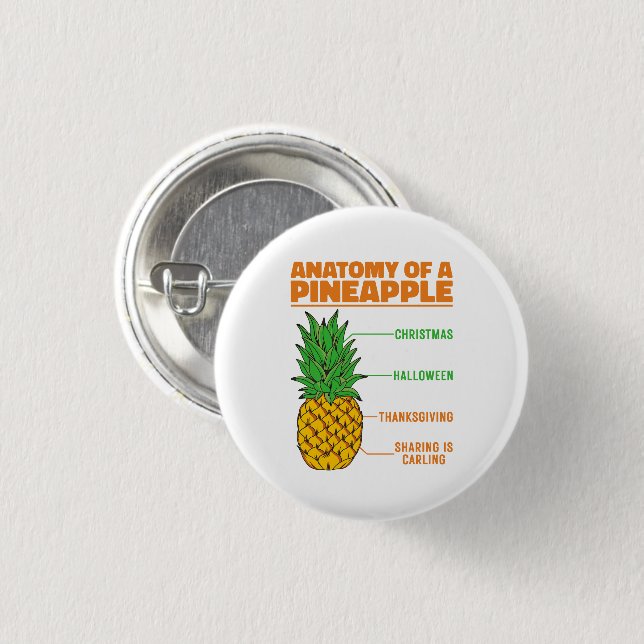 Anatomy Of A Pineapple Lovers Holidays Family Cool 1 Inch Round Button (Front & Back)
