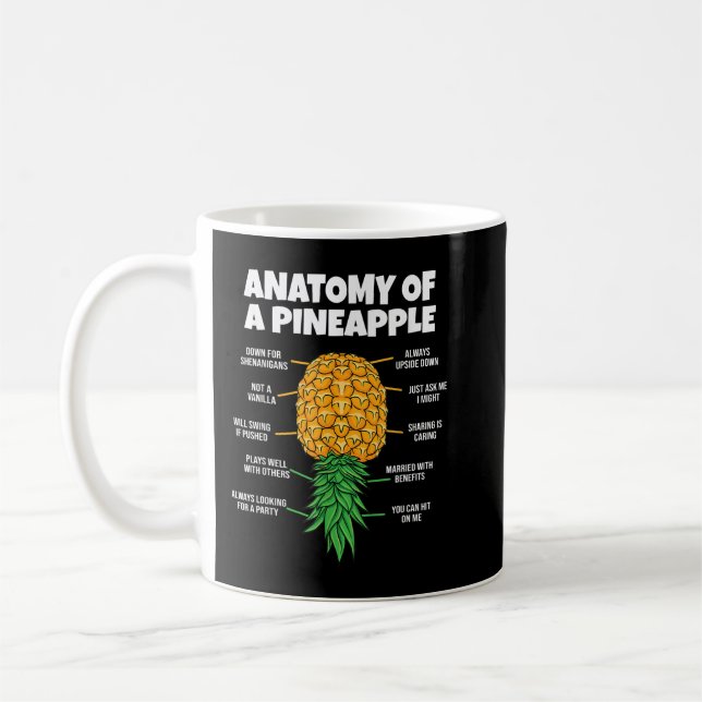 Anatomy Of A Pineapple Swinger Funny Upside Down P Coffee Mug (Left)