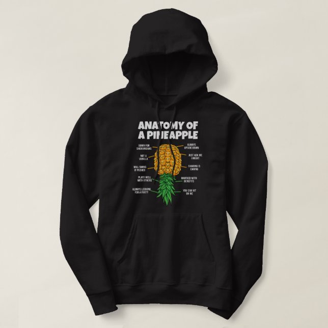 Anatomy Of A Pineapple Swinger Funny Upside Down P Hoodie (Design Front)