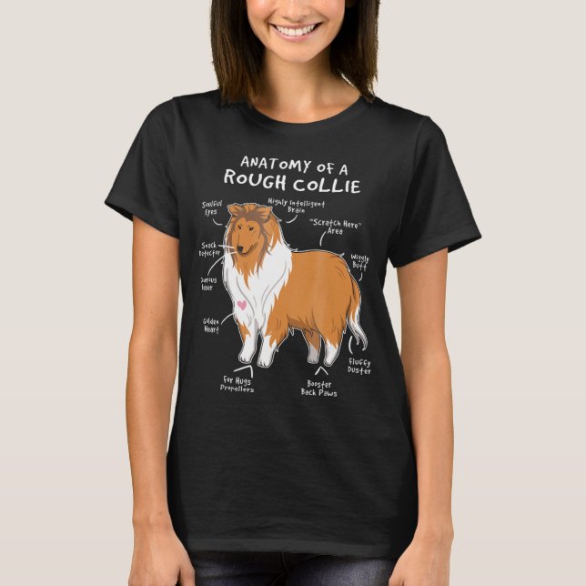 Anatomy Of A Rough Collie Funny Dog Puppy Gift T S T-Shirt (Front)