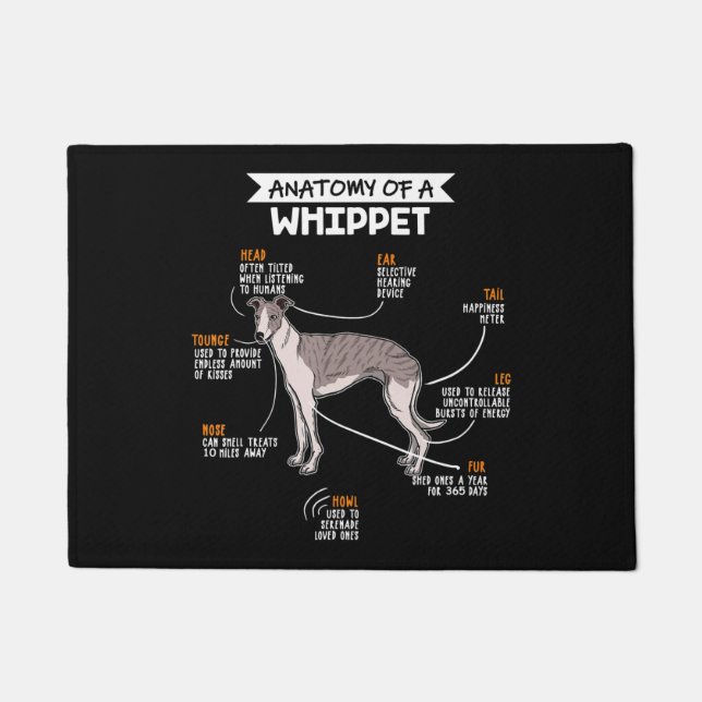 anatomy of a whippet dog funny dog lover gift doormat (Front)