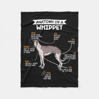 anatomy of a whippet dog funny dog lover gift fleece blanket