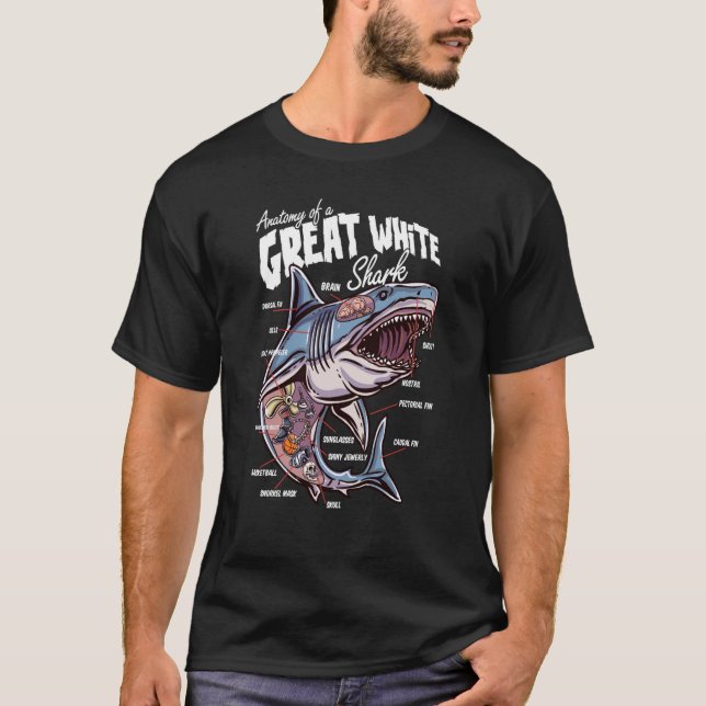 Anatomy of a White Shark Fish Shark Educational  1 T-Shirt (Front)