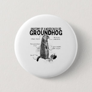 Anatomy Of A Woodchuck Or Groundhog Funny Animal R 2 Inch Round Button