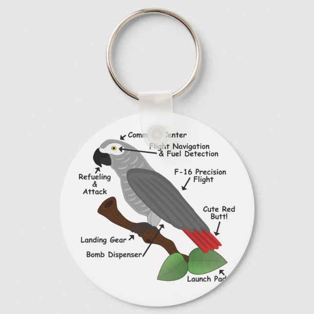 Anatomy of an African Grey Parrot Keychain (Front)