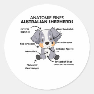 Anatomy Of An Australian Shepherd Sweet Dogs Classic Round Sticker