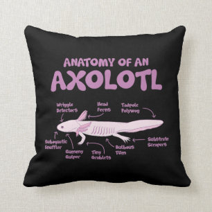 anatomy of an axolotl  axolotls biology science  . throw pillow