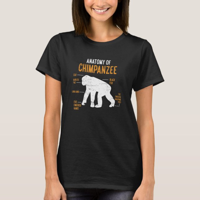 Anatomy Of Chimpanzee Monkey Chimp Ape Wildlife Ch T-Shirt (Front)