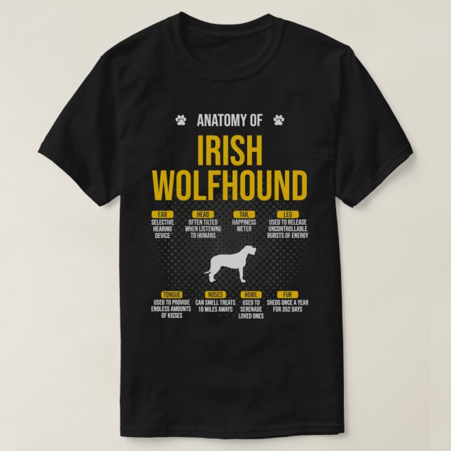 Anatomy Of Irish Wolfhound Dog Lover  T-Shirt (Design Front)