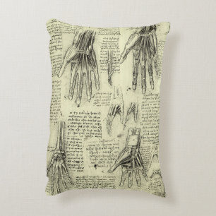 Anatomy of the Human Hand by Leonardo da Vinci Accent Pillow