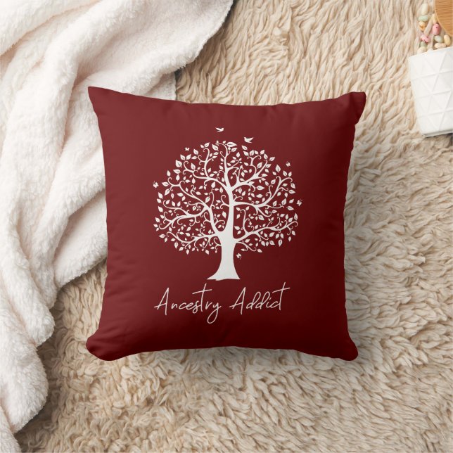 Ancestry Addict Family Tree Throw Pillow (Blanket)