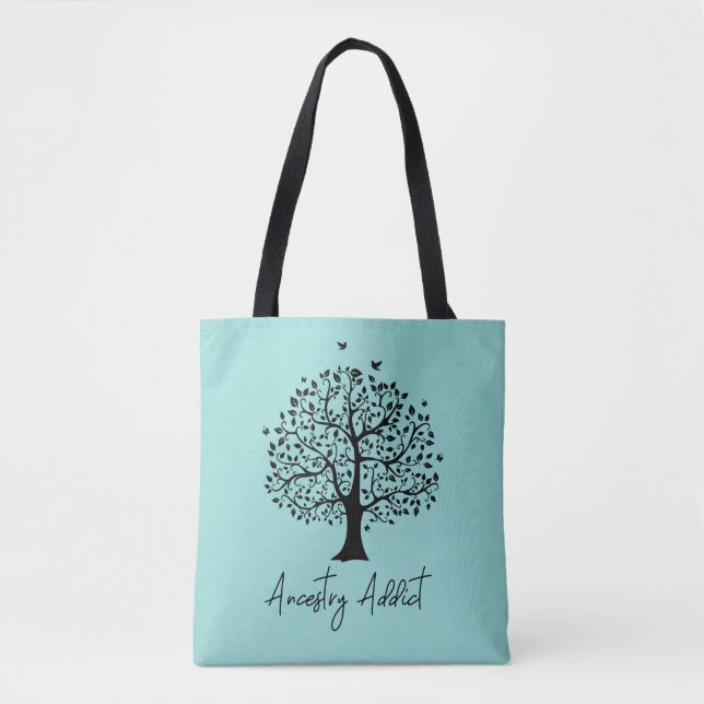 Ancestry Addict Family Tree Tote Bag (Front)