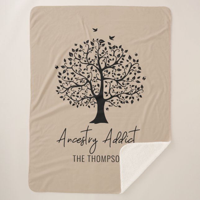 Ancestry Addict Family Tree with Name Sherpa Blank Sherpa Blanket (Front)