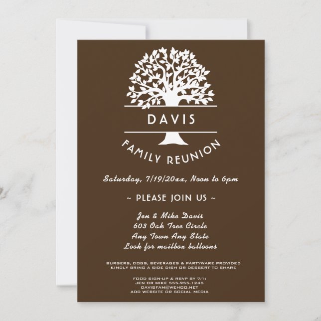 Ancestry Tree Chocolate Family Reunion Invitation (Front)