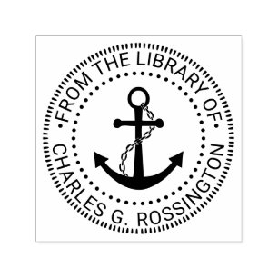 Anchor #3 Nautical Library Book Name Self-inking Stamp