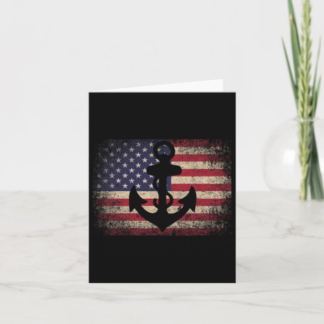 Anchor 4th Of July Gift American Flag - Boat Saili Card (Front)