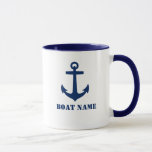 Anchor Add Boat Name Mug aa0a<br><div class="desc">Anchor Add Your Boat Name Coffee - Tea Mug - Blue and White</div>