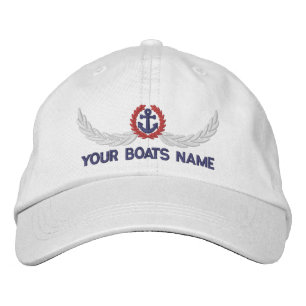 Anchor and boats name sailing captains embroidered hat